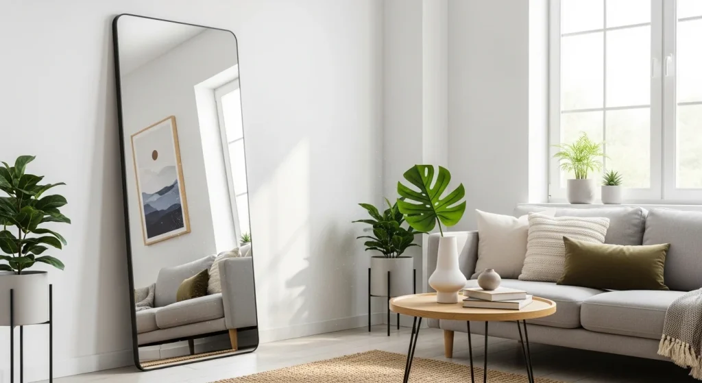 Mirror corner living room idea
