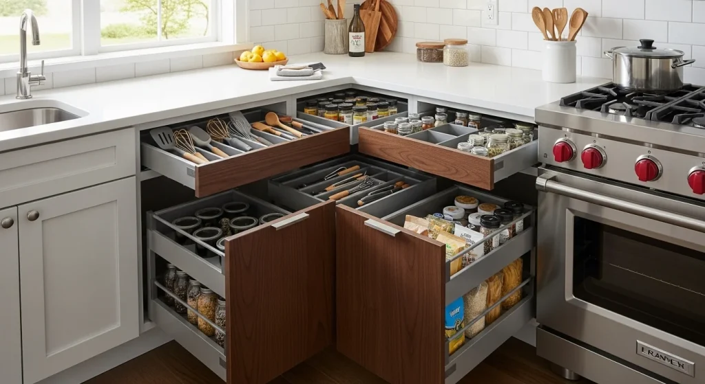 Corner drawer kitchen storage