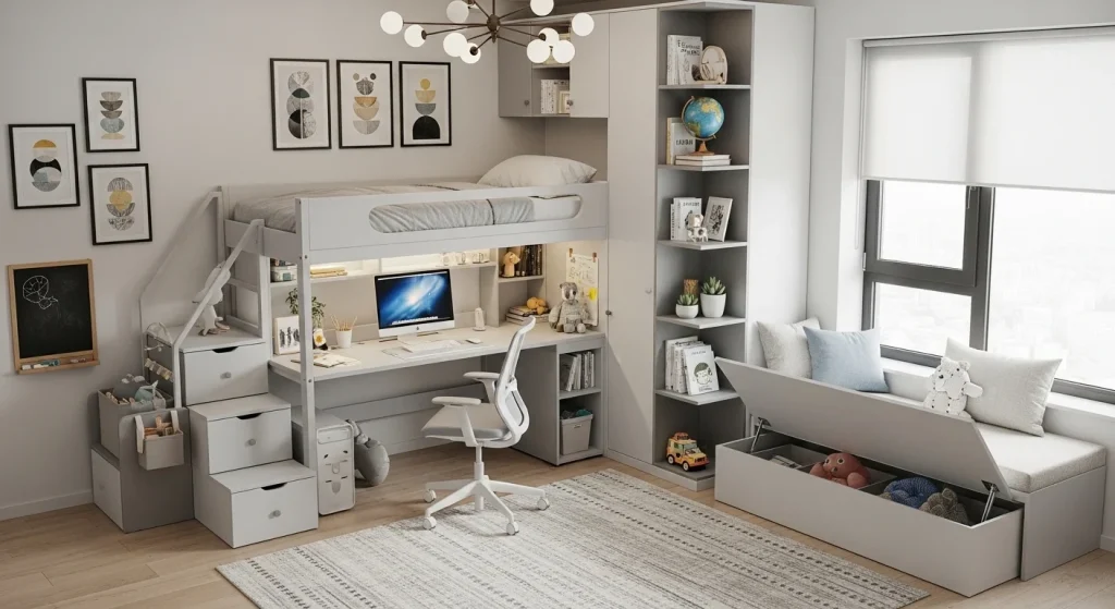 Corner layout kids room