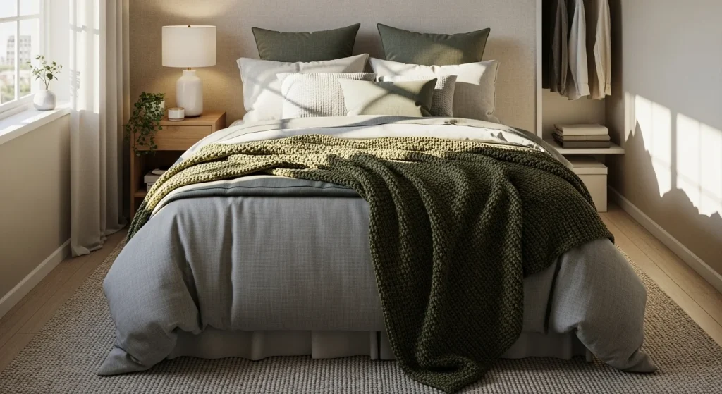 Textured cozy bed
