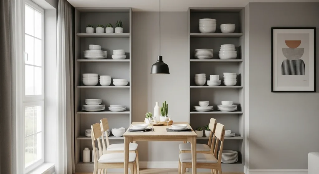 Vertical storage dining area
