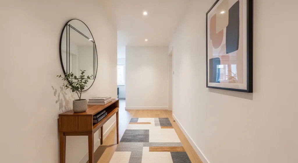 Hallway runner rug styling
