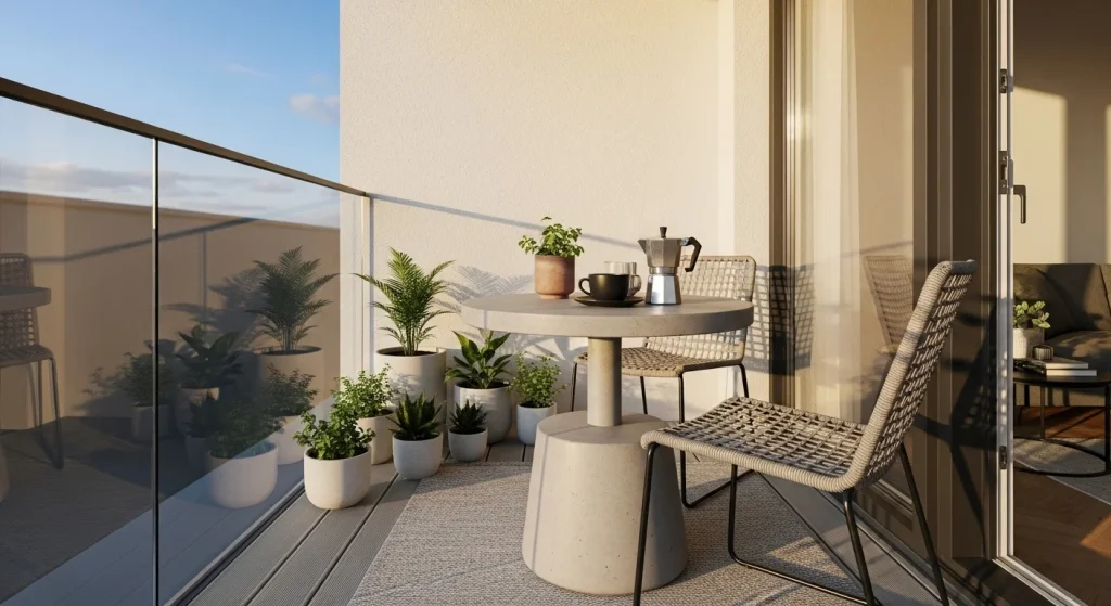 Coffee balcony corner cozy
