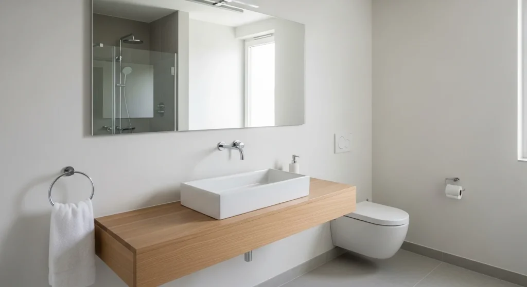 Floating sink bathroom design