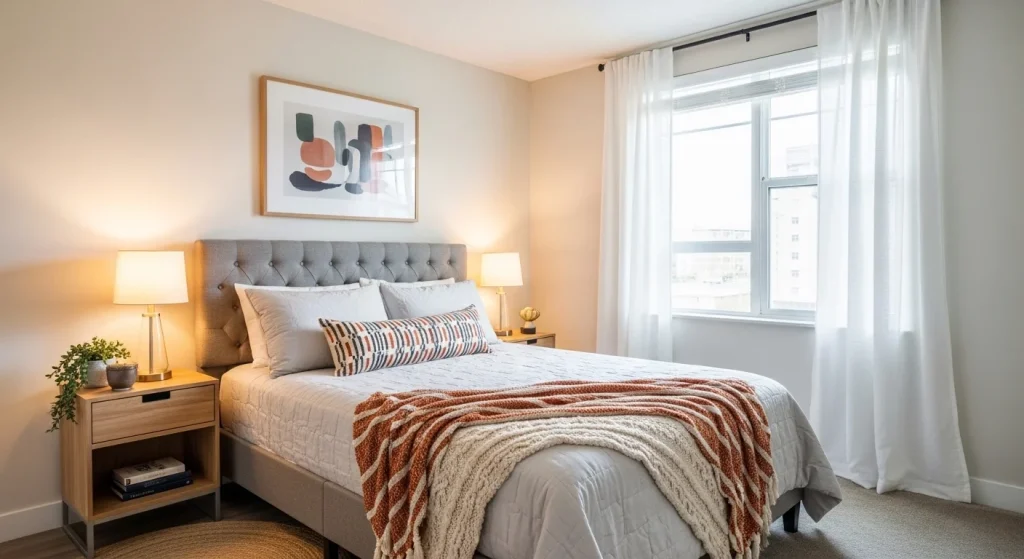 Throw blanket bed setup
