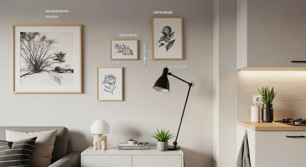 Command strips for renter friendly wall decor