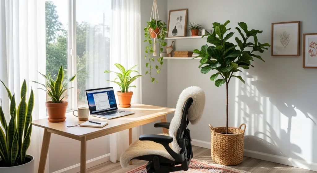 Plants in workspace for productivity