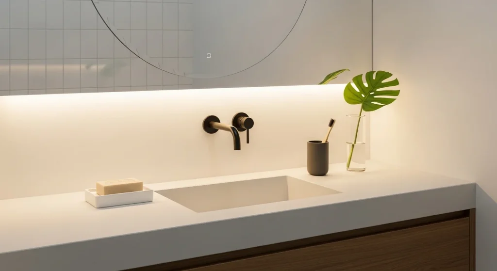 Minimal bathroom countertop for clutter free look