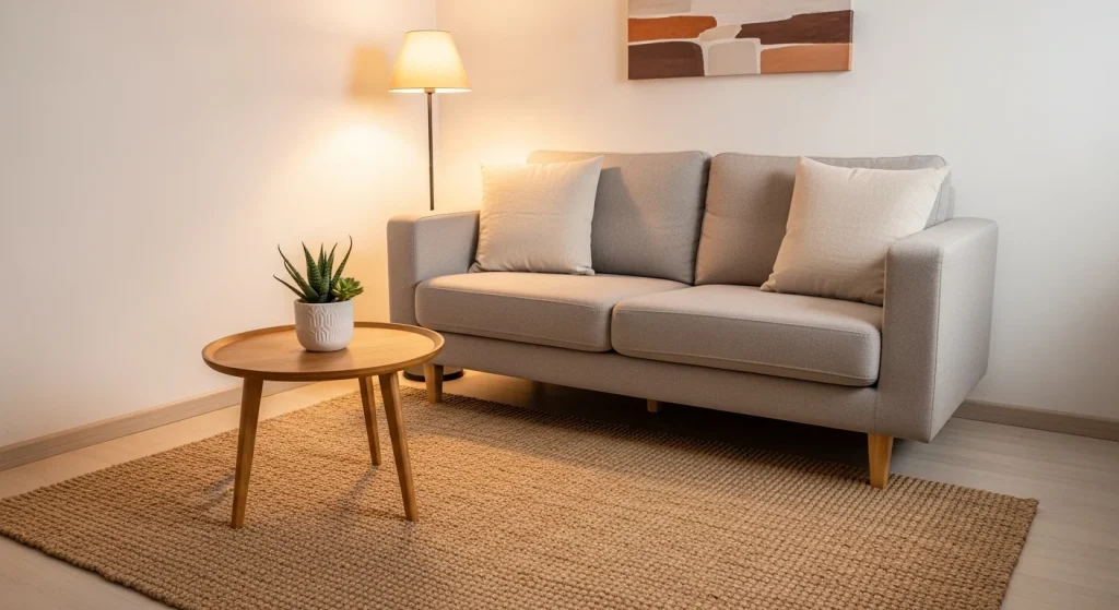 Minimal rug apartment decor