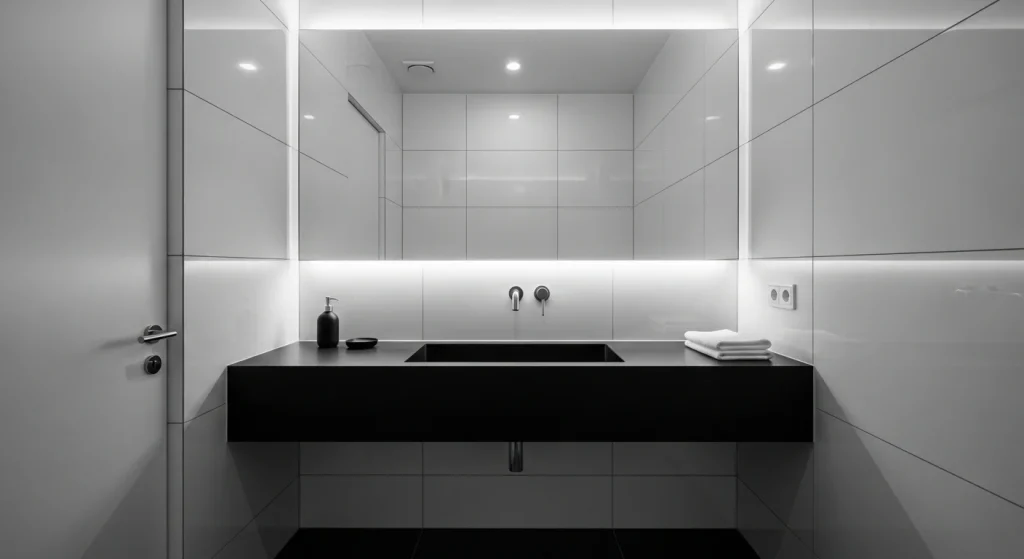 Black white sink bathroom decor