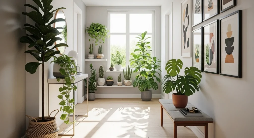 Hallway plants decor
