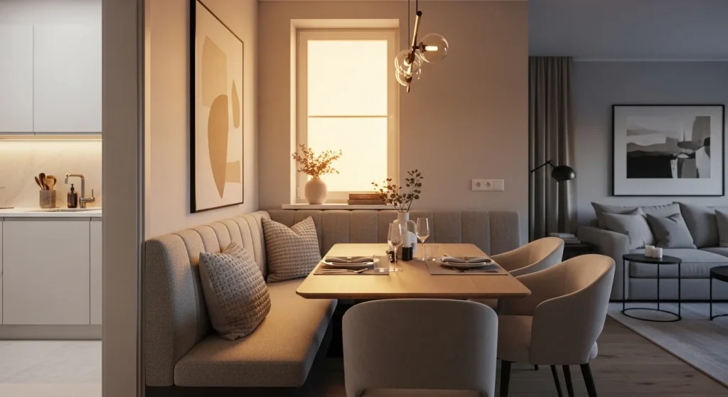 Banquette wrap dining corner