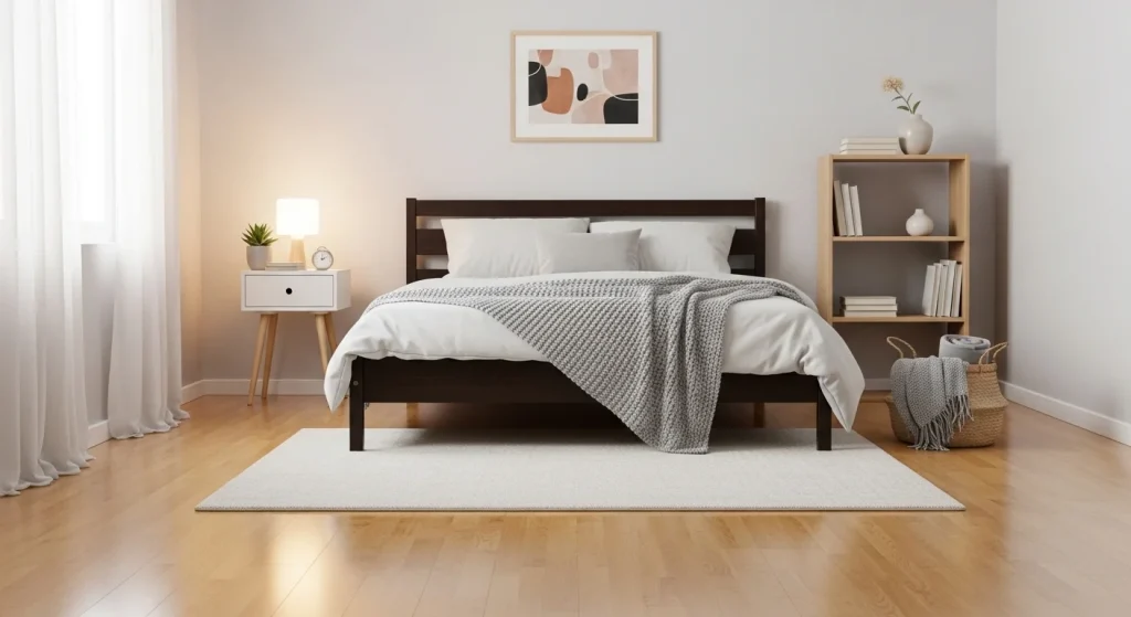 Clutter free bedroom floor for small space