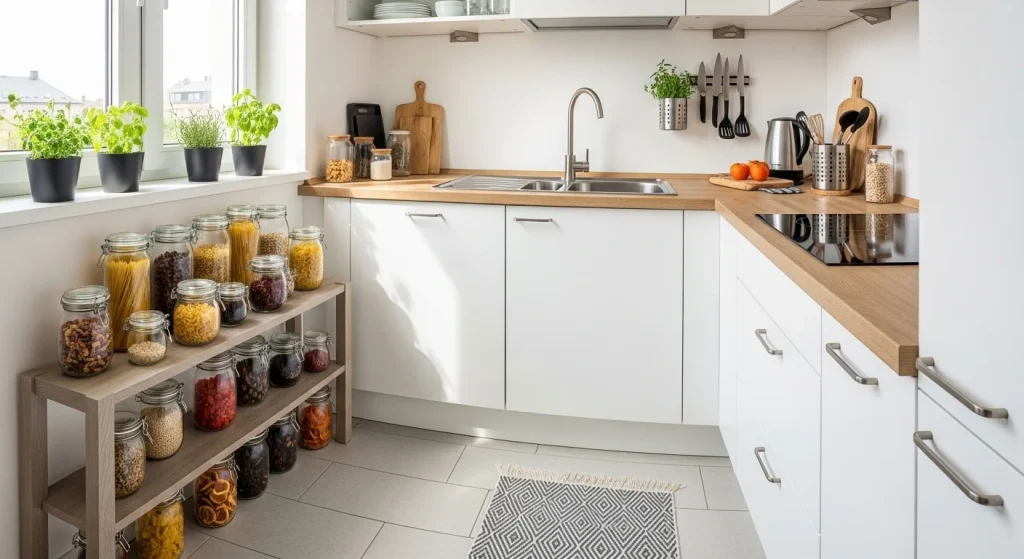Glass jar kitchen corner
