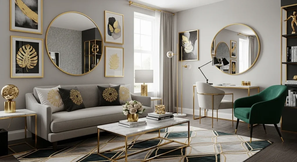 Metallic accents luxury apartment decor