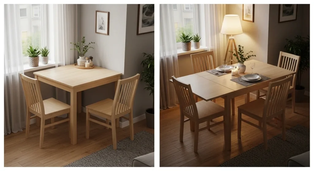 Extendable dining table for small apartment